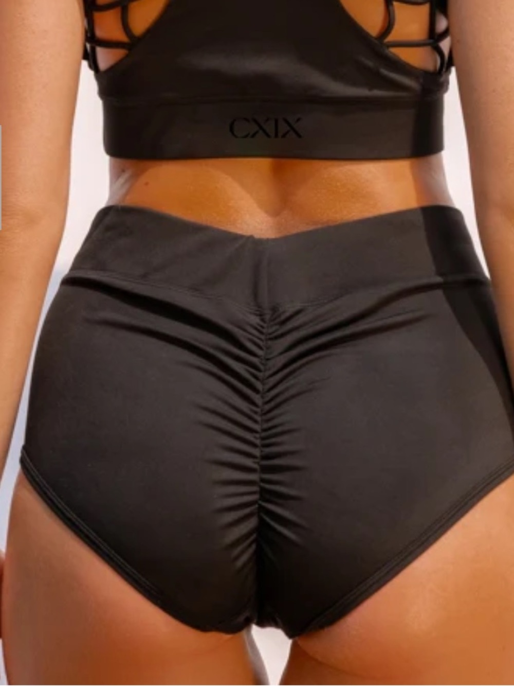 Black High-Waist Athletic Shorts for Women - Scrunch Back